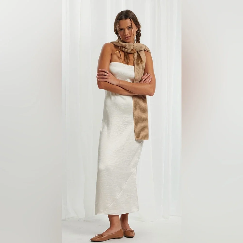 Beverly and Beck Silk Strapless Midi Dress (Size M) - Picture 4 of 6